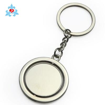 China Creative Znic Alloy Rotating Blank 360 Round Key Chain Metal Customizable Keychain for sale