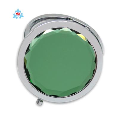 China White Pocket Metal Mirror Stock Crystal Makeup Mirror Compact Magnifying Mirror For Wedding Gift for sale