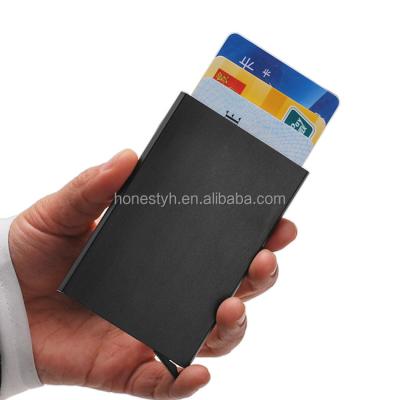 China Custom Logo Metal Credit Card Holder RFID Casual Auto Pop Wallet Security Cards Case for sale