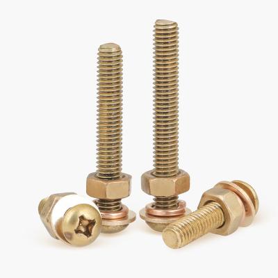 China M3M4M5M6M8 Brass Copper Screw Nut Set Head Copper Round Combination for sale