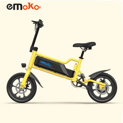 China Emoko aluminum alloy dropshipping Europe USA EU warehouse 14 electric bicycle 16 20 inch 10ah cheap folding adult kids electric bike for sale