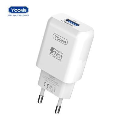 China Fast Power European Adapter Charger EU Adapter 2.4A Charger QC3.0 Charging Plug With 1pc USB Data Cable for sale