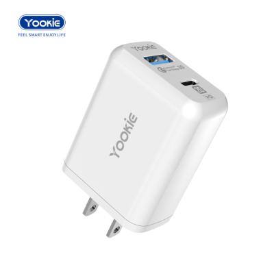 China US Fast Phone Charger 20W PD/QC 3.0 Type C QC3.0 Cable iPh 12 Fast Phone Charger+PD20W+USB Type C Mini Power Wall Charger Dual Ports for sale