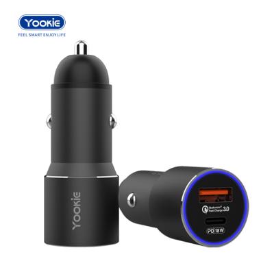 China Promotion 18w USB PD Dual Port Car Fast Charger Fast Charging Charger+Cable For Mobile Phone for sale