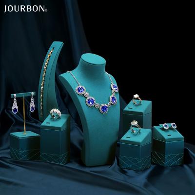 China Custom Blue Ring Jourbon Wholesale Ring Necklace Bracelet Earring Jewelry Display Stand Wire Set For Window for sale