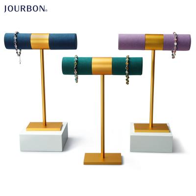 China Wholesale Mircofiber Jourbon Jewelry Display Exhibition T Prop Windows Metal Watchband Holder Necklace Rack Jewelry Display Rack for sale