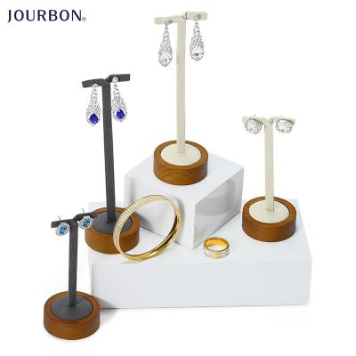 China Soild Wooden Jourbon Factory Price Jewelry Earrings Show Stand Earring Stud Wholesale Jewelry Display Stand for sale