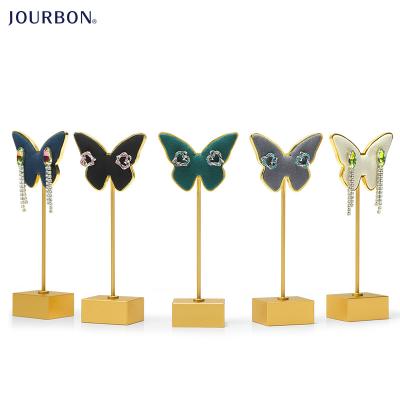 China Jourbon Wholesale Metal Butterfly Earrings Hanging Jewelry Rack Stand Metal Gold Earring Display Stand For Jewelry Store for sale