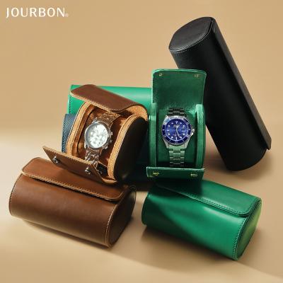 China Jourbon New Design Leather Customized Single Case Top Travel Watch PU Leather Simple Watch Case for sale