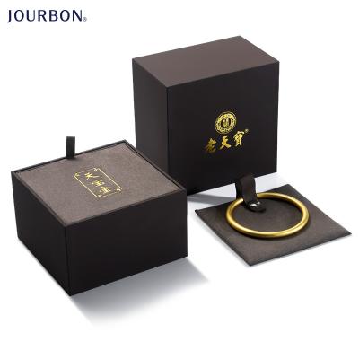 China Jourbon Tactile Paper Flannel Accept Custom Logo Brown Jewelry Display Props Bracelet Box Printing Jewelry Boxes Paper for sale