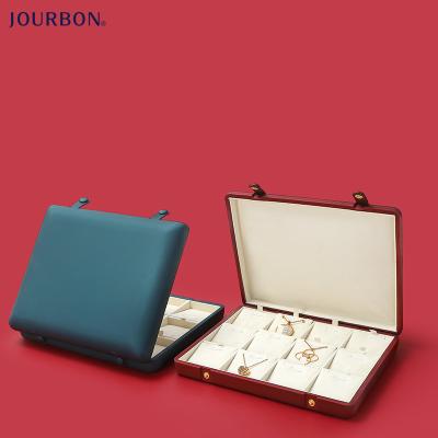 China New Simple Mircofiber Jourbon PU Jewelry Box Earring Ring Multifunctional Leather Valentines Jewelery Packaging Box for sale