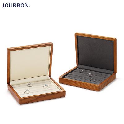 China Custom Made Luxury Solid Wooden Jourbon Wooden Jewelry Gift Package Display Storage Wooden Boxes For Small Ring Bracelets Packaging for sale