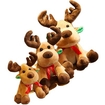 China Creative Eco-friendly Christmas Gift Elk Plush Toy Doll Moose Doll With Red Scarf OEM Animal Doll for sale