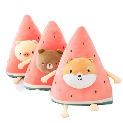 China Cute animal cotton filled toy Eco-friendly environmental protection pp material cartoon fruit pillow simulation watermelon pillow plush toy for sale