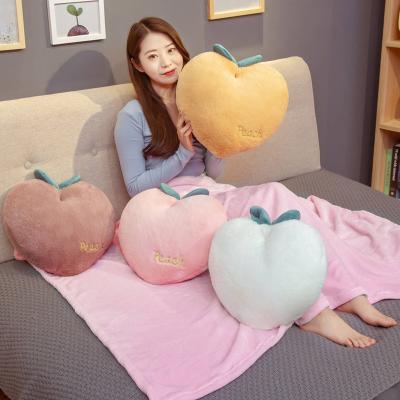 China New wholesale portable cute two-in-one the pillow cover simulation fruit peach air conditioning nap blanket for sale