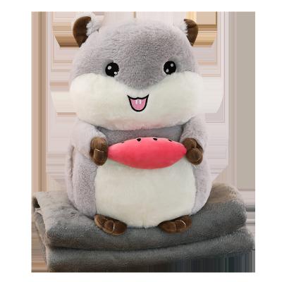 China Wholesale Custom Cartoon Hamster Plush Toy Anti-static Animal Blanket Three-in-One Pillow Cushion Air Conditioning Blanket for sale