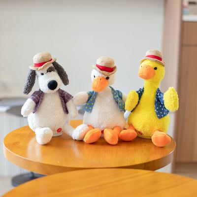 China Birthday Gift Customized Wholesale Cute Electric Plush Toys Recording Talkative Duck Children's Early Education Toys for sale