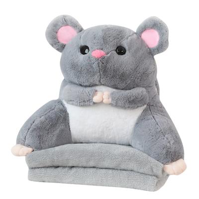 China Eco-friendly material soft and lovely three-in-one hamster plush cushion pillow cover plush toys children's sleep blanket for sale