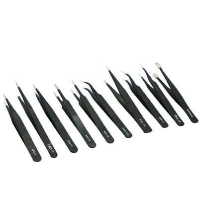 China Mulit-purpose stainless steel quality assurance anti static eyelash tweezers professional manufacturer for sale