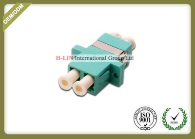 China LC OM3 Duplex SC Type Plastic Fiber Optic Adapter With Ceramic Sleeve Aqua Color for sale