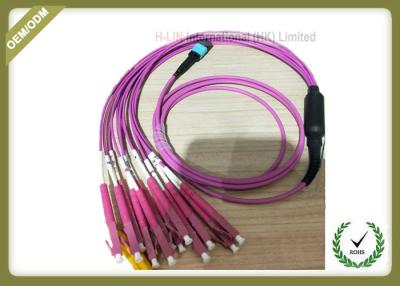 China MPO to LC Fiber Cable Multimode Fiber Optic Patch Cord (OM1) 12 Core Fibers Type A 1 to 1 wiring OFNR Riser Rated for Q for sale