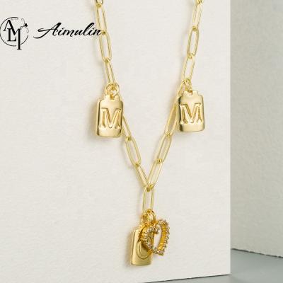 China Mom Personalized Clavicle Chain 18k Gold Necklace Micro Inlaid Clavicle Necklace Micro Zircon Hip Hop Pendant Necklace TRENDY Fashion Letter Necklace for sale