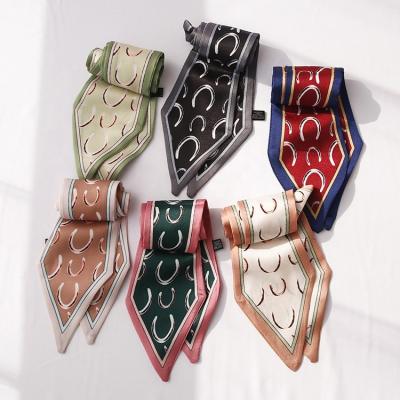 China 2019 fashion women hair scarf silk neckerchief satin bag ribbon 95CM*4.5CM for sale