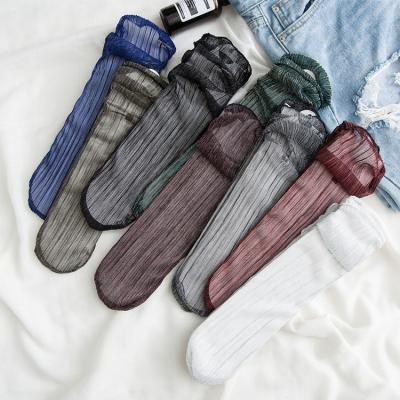 China Retro Onion Yarn Sustainable Smart Silver Stockings Women Sexy Nylon Net Tube Socks for sale