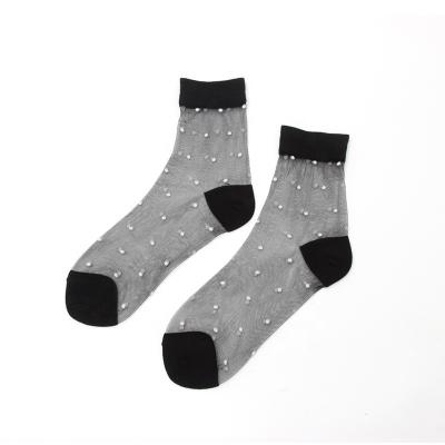 China 2019 Sustainable Fashion Women's Mesh Socks Lace Up Socks Summer Lurex Dots Socks for sale