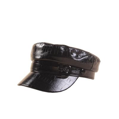 China Hat Girls Military Cap Peaked Women Cool Cool Leather Hat Winter for sale