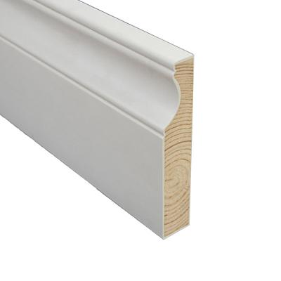 China White Primed Solid Wood Baseboard Water Proof Modern Timber Baseboard Molding for sale