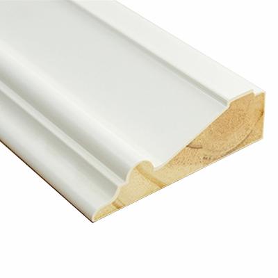 China Modern Paint Baseboard Molding White Solid Wood Frame Molding Primed Wood Skirting Molding Customization for sale