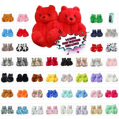 China Hot Women Teddy Bear Home Slippers Plush Bear Slippers Latest Fashion Trend Free Sample 45 Colors Stuffed Plush for sale