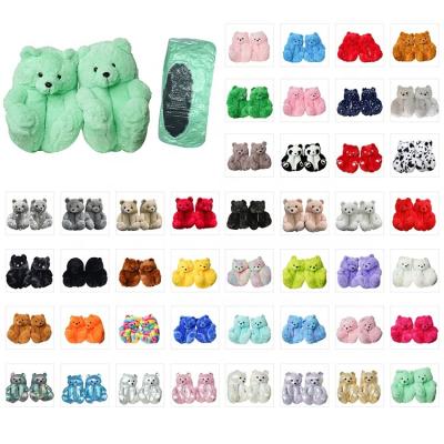 China Hot Women Teddy Bear Home Slippers Plush Bear Slippers Latest Fashion Trend 40 Colors Stuffed Bear Slippers for sale