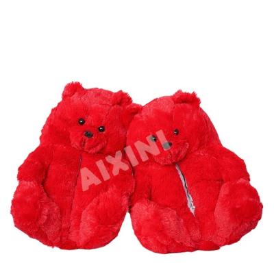 China Women Teddy Bear Home Slippers Newest Style Fashion Trend Long Bear Slippers Winter Women's Plush Home Slippers for sale