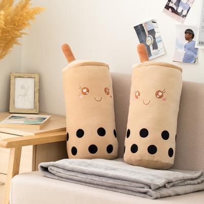 China Soft 2 in 1 Real Soft Cushion Stuffed Pillow Bubble Tea Plush Toy Food Milk Tea Doll Covering Tea Cup for Kids Toys Gifts for sale