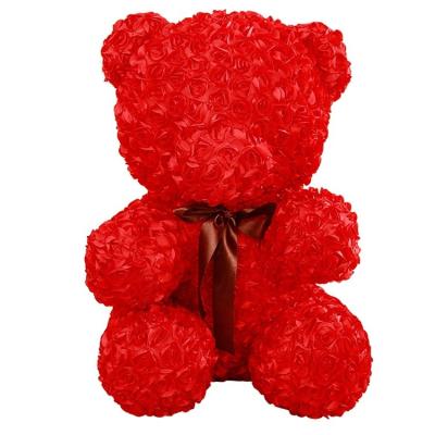 China 60cm Stuffed Plush Valentine's Day Women Girls Decoration Gifts Bouquet Rose Bowtie Teddy Bear for sale