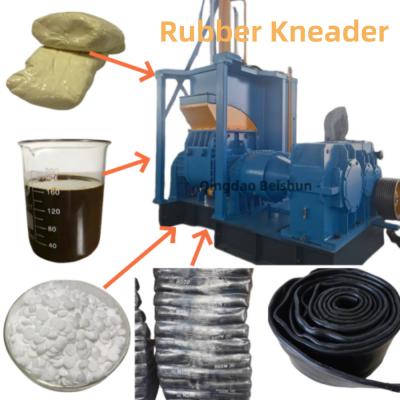 China 110L Pneumatic Rubber Kneader Mixer Can Mix Rubber with 80 Shore A Hardness and 140° Tilting Angle for sale