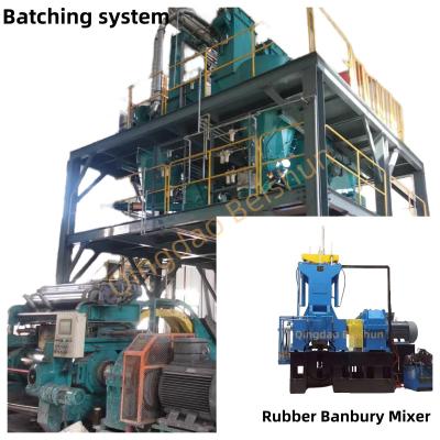 China 80L Working Volume Falling Type Rubber Banbury Mixer Adopts Automatic Batching System for sale