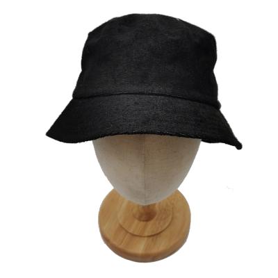 China Simple image black terry towel men's and women's solid color fisherman hats fashion and generous wide brim basin hat for sale