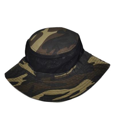 China Character Cotton Camouflage Fabric Mesh Fisherman Hat With Sun Shade And Breathable for sale