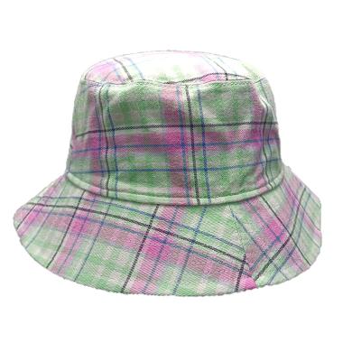 China New style formal cotton brushed plaid fabric basin hat a must-have hat for fashion trends for sale