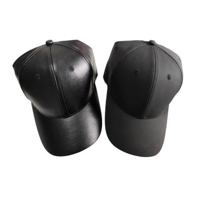 China Outdoor sports fashion fashion PU black leather baseball cap hat 6 panel waterproof high quality custom white for sale