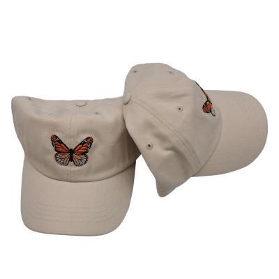 China Fashion Butterfly Embroidery 6 Panel Sports Ladies COMMON High Quality Baseballhat for sale