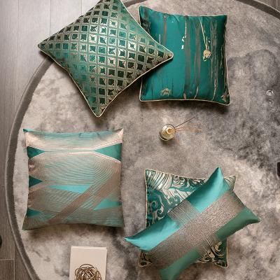 China Other Distinctive Green OEM ODM Geometric Printing Satin Pillow Case Cushion Covers Luxury for sale