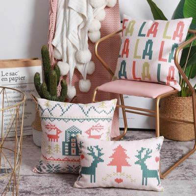 China Jingle Bells Pillow Cartoon Printed Christmas Trees Cushion Cover Viable Custom Pillow Case Home Decoration for sale