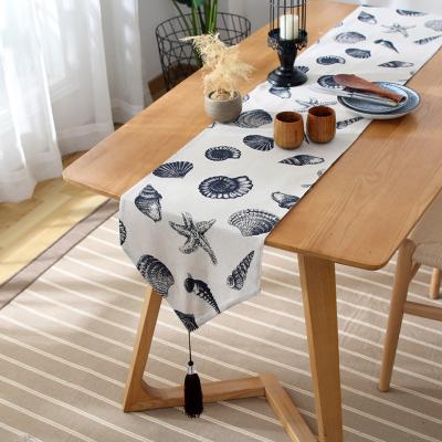 China Marine Element Printing Decorative Tassels Modern Table Runner Anti Stain Dining Home Table Runner for sale