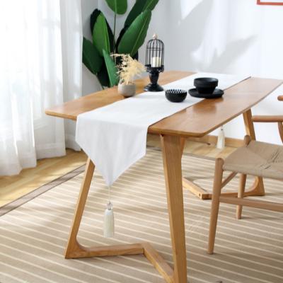 China Modern Japanese Style Anti-stain Tassels Dining Table Modern Black White Minimalist Table Runner for sale