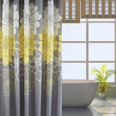 China Large Sustainable High Quality Flower Pattern Printing Luxury Waterproof Polyester Shower Curtain for sale