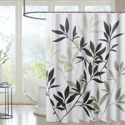 China Sustainable Custom Sheet Pattern Printing Metal Grommet Polyester Fabric Shower Curtain for sale